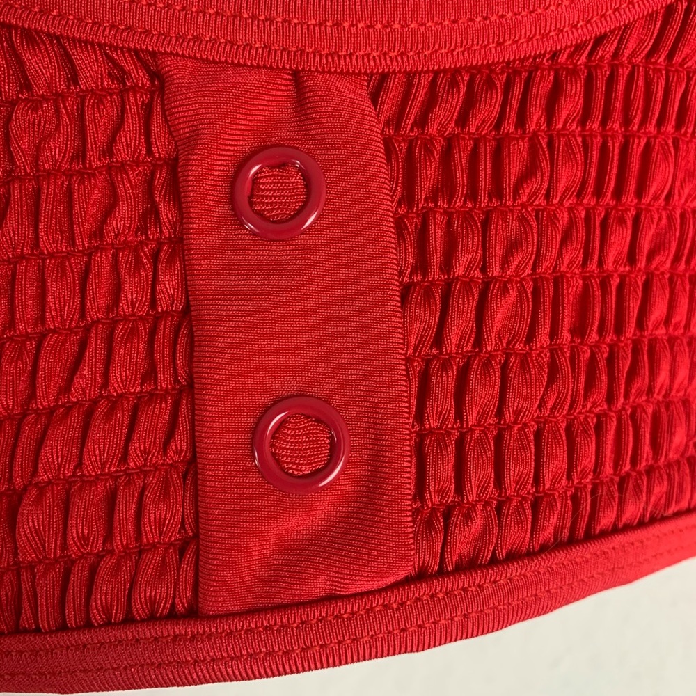 Kendall + Kylie Red Henley Bikini Top - Sz M - Picture 3 of 12
